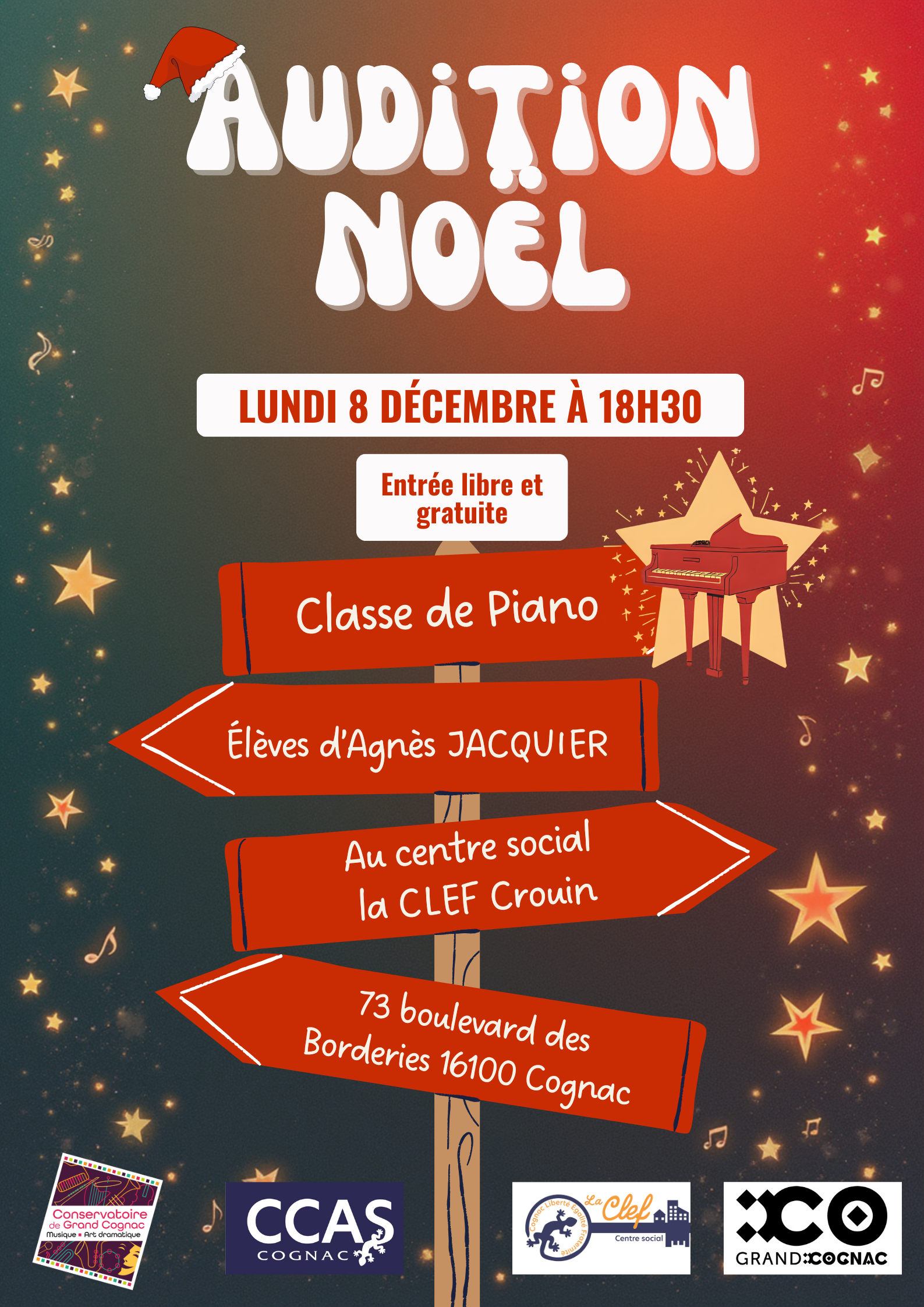 Audition de Noël : Piano - Élèves d'Agnès Jacquier - 8 décembre 2025 - Centre social, la Clef Crouin